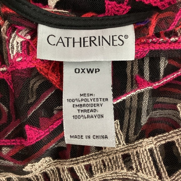 Catherines Multicolor Embroidered Mesh Topper Kimono Cardigan 0XWP - Picture 6 of 6